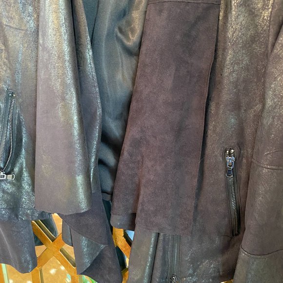 Suede and Faux Leather Moto Style Jacket - Picture 10 of 14